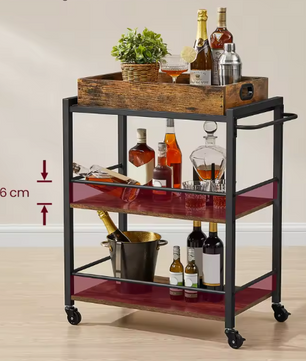 Serveerwagen met Afneembaar Dienblad – Industrieel Design & Wielen