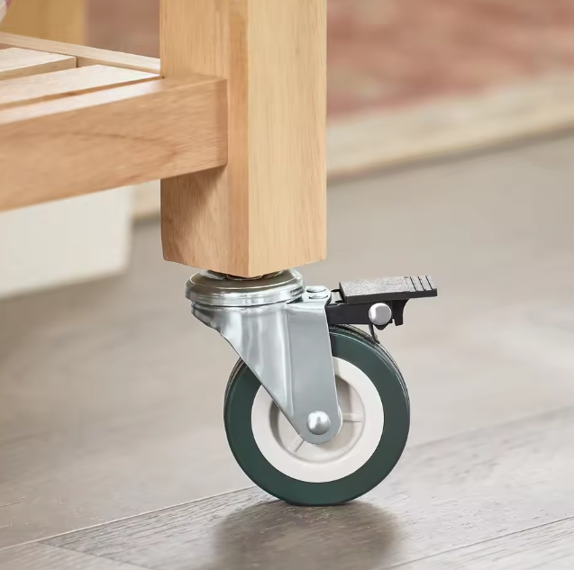 Rubberhouten Keukentrolley met Lades en Wielen – 80×40×90 cm
