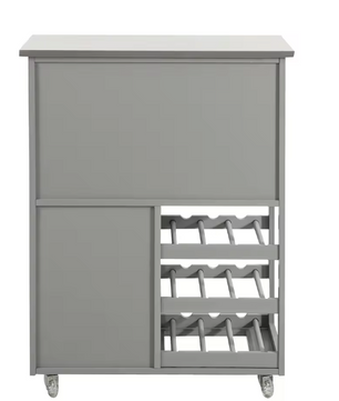 Lichtgrijze Keukentrolley met Lade, Deuren & Flessenrek – 67×87×38 cm