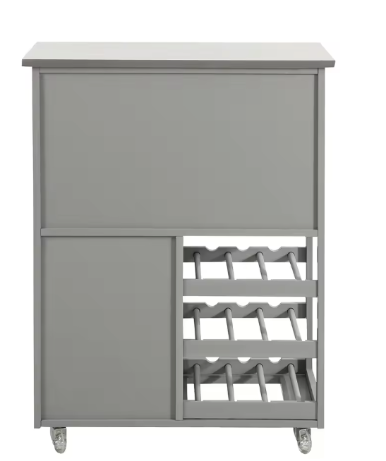 Lichtgrijze Keukentrolley met Lade, Deuren & Flessenrek – 67×87×38 cm