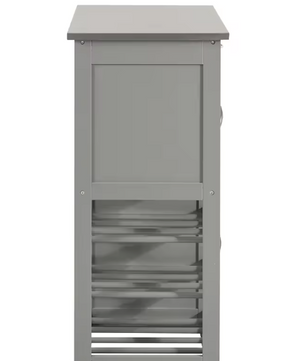 Lichtgrijze Keukentrolley met Lade, Deuren & Flessenrek – 67×87×38 cm