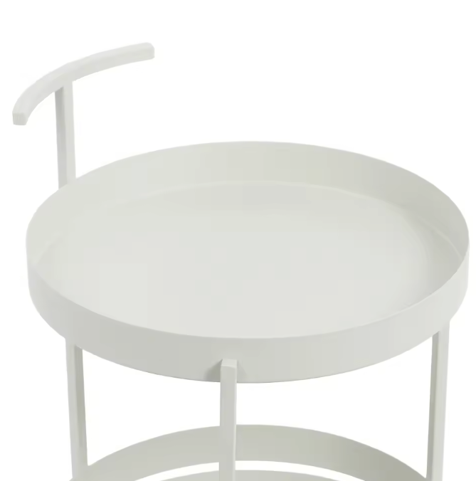 Ronde Serveerwagen met Wielen – IJzeren Trolley, 2 Niveaus