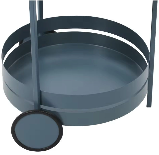 Ronde Serveerwagen met Wielen – IJzeren Trolley, 2 Niveaus