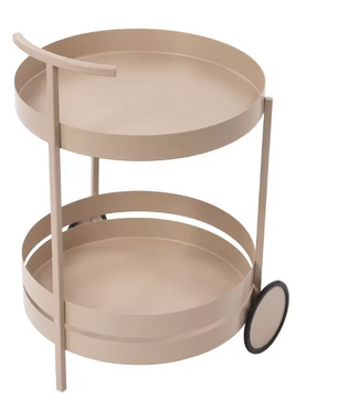 Ronde Serveerwagen met Wielen – IJzeren Trolley, 2 Niveaus