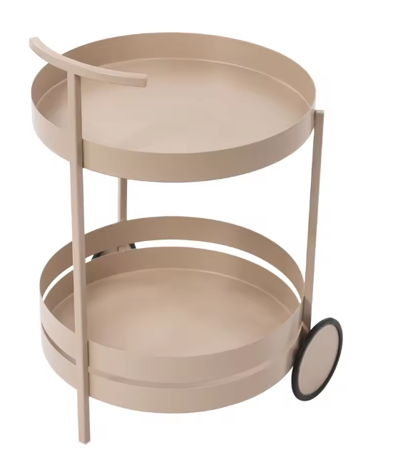 Ronde Serveerwagen met Wielen – IJzeren Trolley, 2 Niveaus