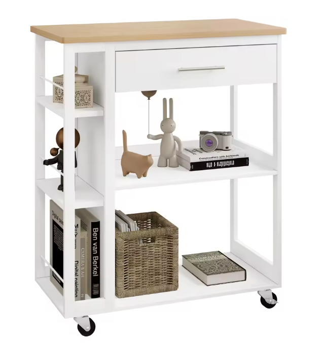 Keukentrolley met Lade, Werkblad & Planken – 73×88×38 cm