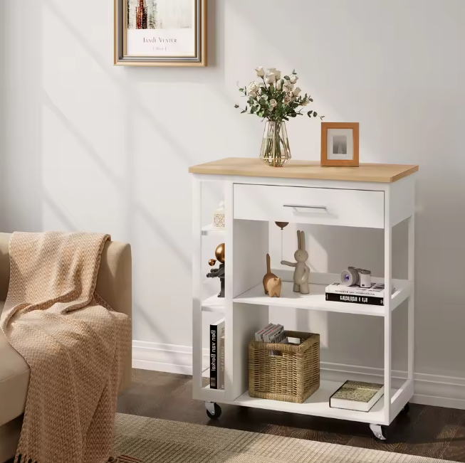 Keukentrolley met Lade, Werkblad & Planken – 73×88×38 cm