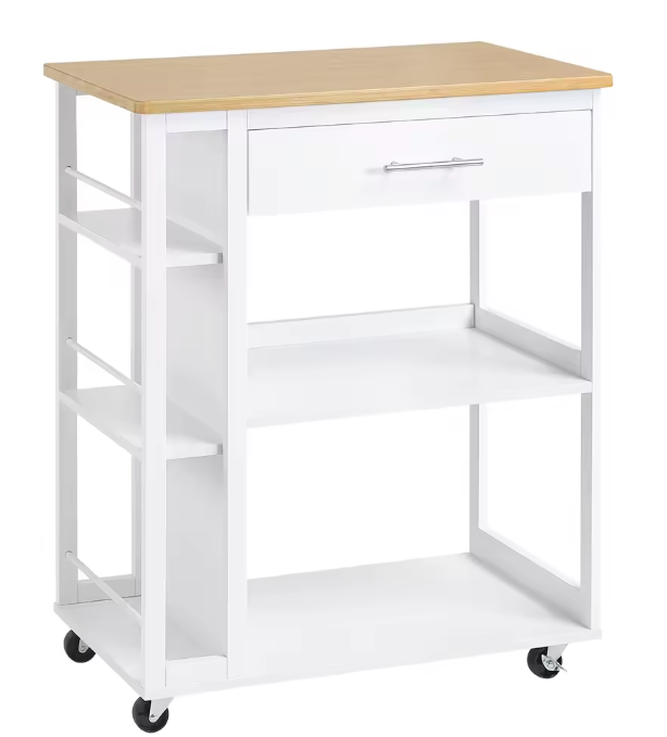 Keukentrolley met Lade, Werkblad & Planken – 73×88×38 cm
