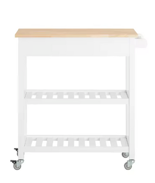 Keukentrolley met Lade & Planken – Houten Werkblad, 85×90×39 cm