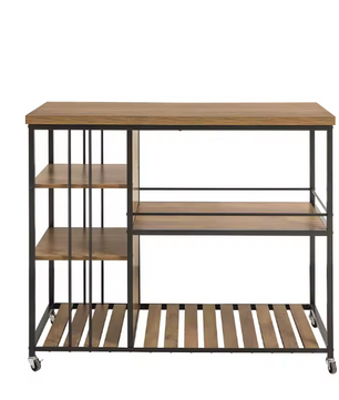 Industriële Serveerwagen met 5 Planken – Metaal & MDF, 110×92×45 cm