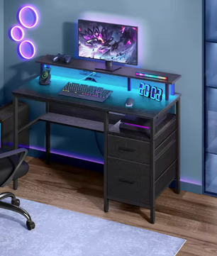 Computertafel met LED, Lades & Stopcontacten – 120 cm Breed