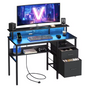 Computertafel met LED, Lades & Stopcontacten – 120 cm Breed