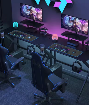 Gamingbureau met Bekerhouder, Headsethaak & Monitorstandaard – Ergonomisch Design, Zwart
