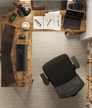 L-vormig Hoekbureau met 2 Planken – Verstelbaar & Industrieel Design