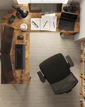 L-vormig Hoekbureau met 2 Planken – Verstelbaar & Industrieel Design