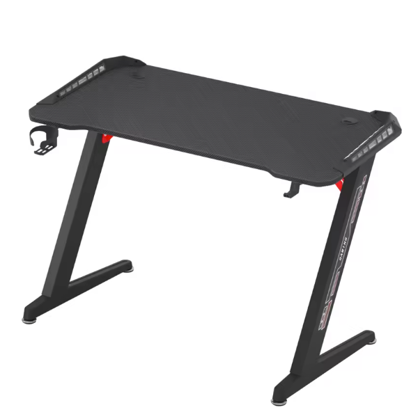 Gamingbureau met RGB-verlichting – 140 cm, Hoofdtelefoonhaak & Bekerhouder
