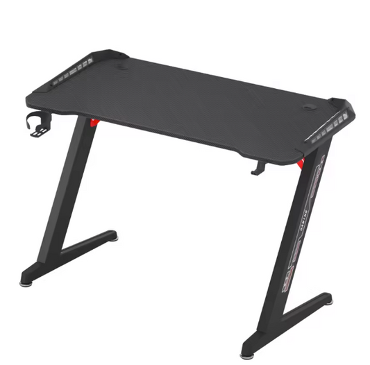 Gamingbureau met RGB-verlichting – 140 cm, Hoofdtelefoonhaak & Bekerhouder