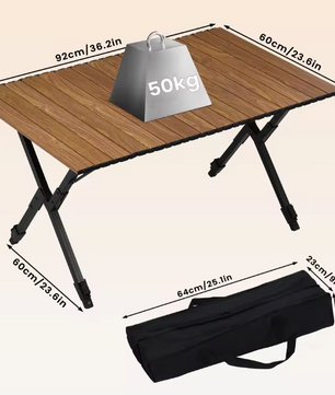 Opvouwbare Campingtafel – Verstelbare Hoogte & Draagtas, 92 cm Breed