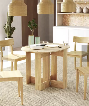 Opvouwbare Eettafel met 2 Klapbladen – Compact en Functioneel, Eiken