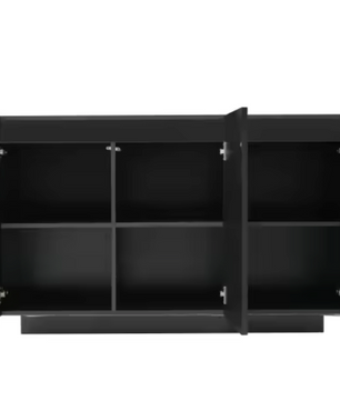 Dressoir met LED-Verlichting – Zwart Marmerlook & Push-to-Open