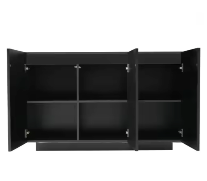 Dressoir met LED-Verlichting – Zwart Marmerlook & Push-to-Open