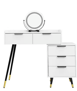 Kaptafel met Spiegel en LED-Verlichting – Luxe & Functioneel Ontwerp, Wit