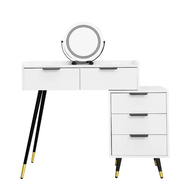 Kaptafel met Spiegel en LED-Verlichting – Luxe & Functioneel Ontwerp, Wit
