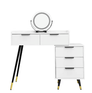 Kaptafel met Spiegel en LED-Verlichting – Luxe & Functioneel Ontwerp, Wit