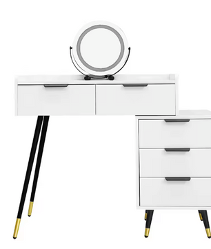 Kaptafel met Spiegel en LED-Verlichting – Luxe & Functioneel Ontwerp, Wit