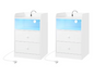 Nachtkastje met LED & USB – 2 Lades en Oplaadstation, Wit/Zwart