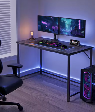 Industriële Computertafel 120 cm – Compact Bureau met Stalen Frame, Zwart