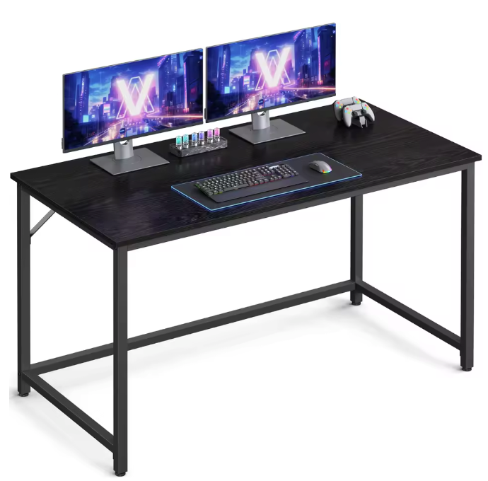 Industriële Computertafel 120 cm – Compact Bureau met Stalen Frame, Zwart