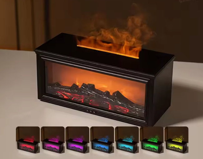 Mini haard luchtbevochtiger met LED, timer en afstandsbediening