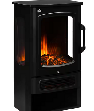 Staande elektrische haard met LED-vlam en 2 warmtestanden