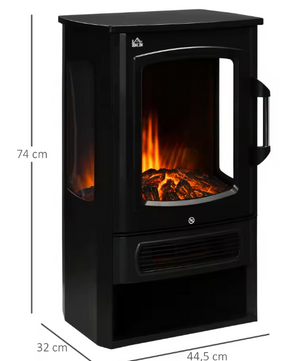 Staande elektrische haard met LED-vlam en 2 warmtestanden