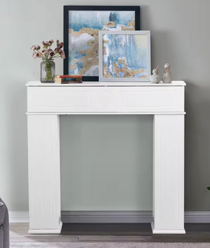 Decoratieve witte kerst open haard met opbergruimte – 107 cm
