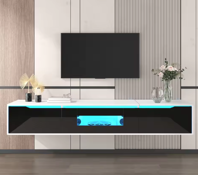 TV-meubel 180 cm hoogglans met LED en wandmontageoptie