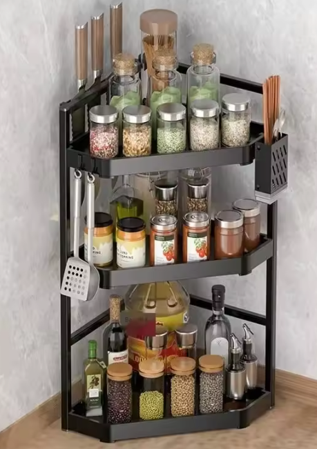 Hoekrek voor Keuken – Kruidenplank zonder Boren, Driehoekig Design