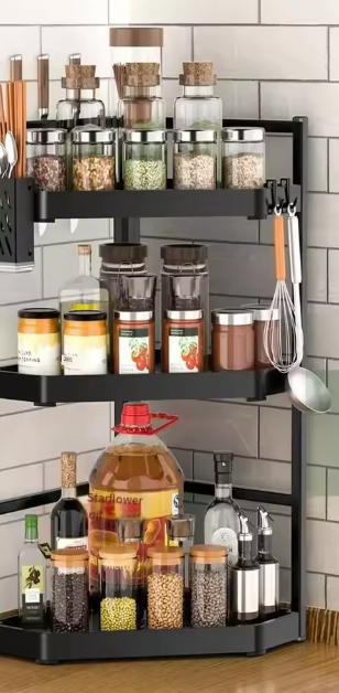 Hoekrek voor Keuken – Kruidenplank zonder Boren, Driehoekig Design