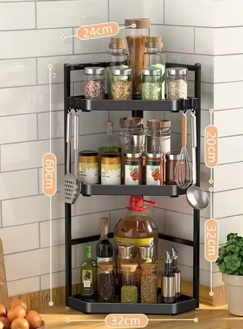 Hoekrek voor Keuken – Kruidenplank zonder Boren, Driehoekig Design