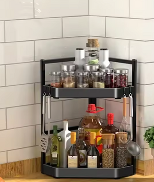 Hoekrek voor Keuken – Kruidenplank zonder Boren, Driehoekig Design
