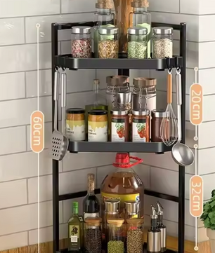 Hoekrek voor Keuken – Kruidenplank zonder Boren, Driehoekig Design