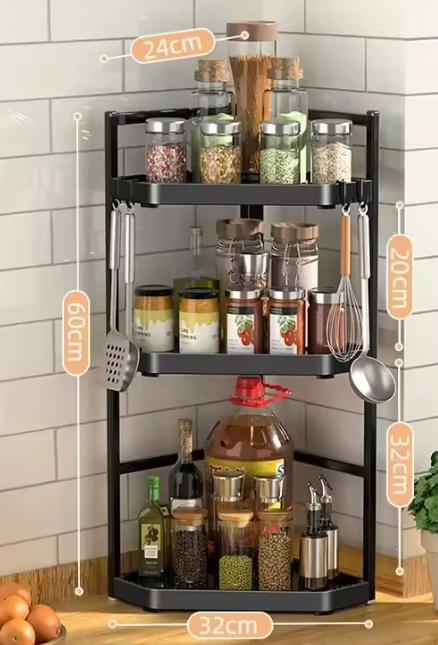 Hoekrek voor Keuken – Kruidenplank zonder Boren, Driehoekig Design