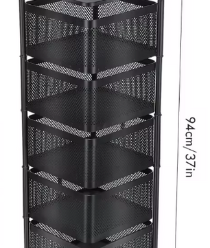 Roterend Opbergrek met 6 Lagen – Draaibare Fruitmand van Metaal voor Keuken en Badkamer