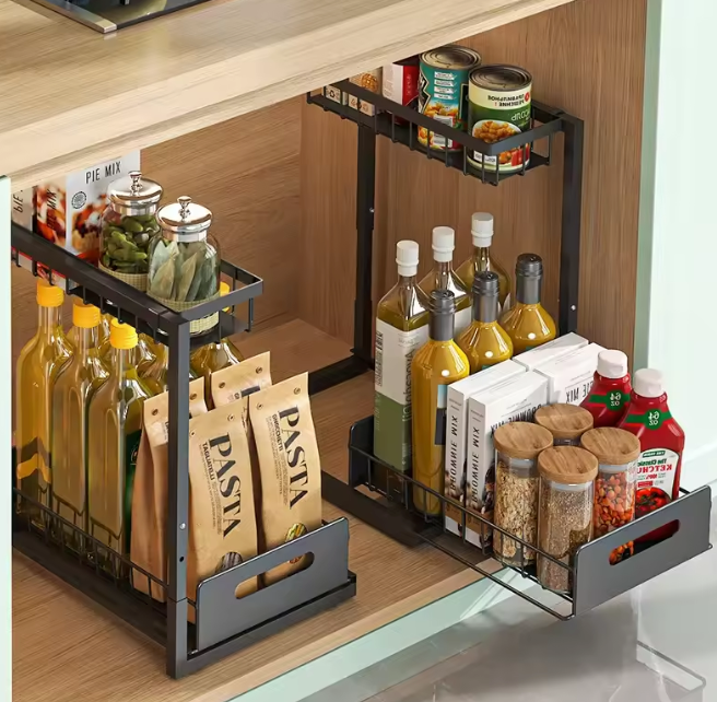 Uittrekbare 2-Lagen Organizer – Verstelbaar Opbergrek voor Keuken & Badkamer
