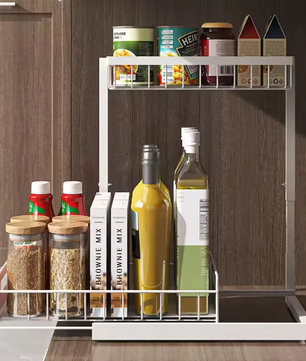Uittrekbare 2-Lagen Organizer – Verstelbaar Opbergrek voor Keuken & Badkamer