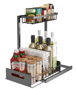 Uittrekbare 2-Lagen Organizer – Verstelbaar Opbergrek voor Keuken & Badkamer
