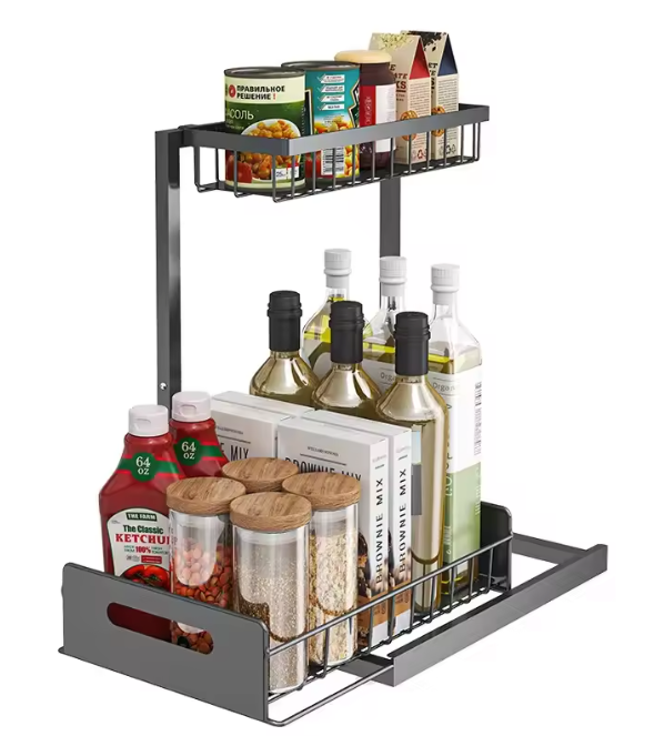 Uittrekbare 2-Lagen Organizer – Verstelbaar Opbergrek voor Keuken & Badkamer