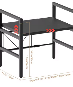 Uitschuifbaar Magnetronrek – Verstelbare Opbergplank met 6 Haken, 2 of 3 Lagen