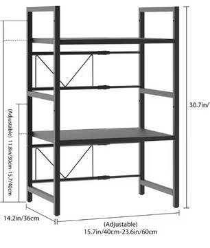Uitschuifbaar Magnetronrek – Verstelbare Opbergplank met 6 Haken, 2 of 3 Lagen